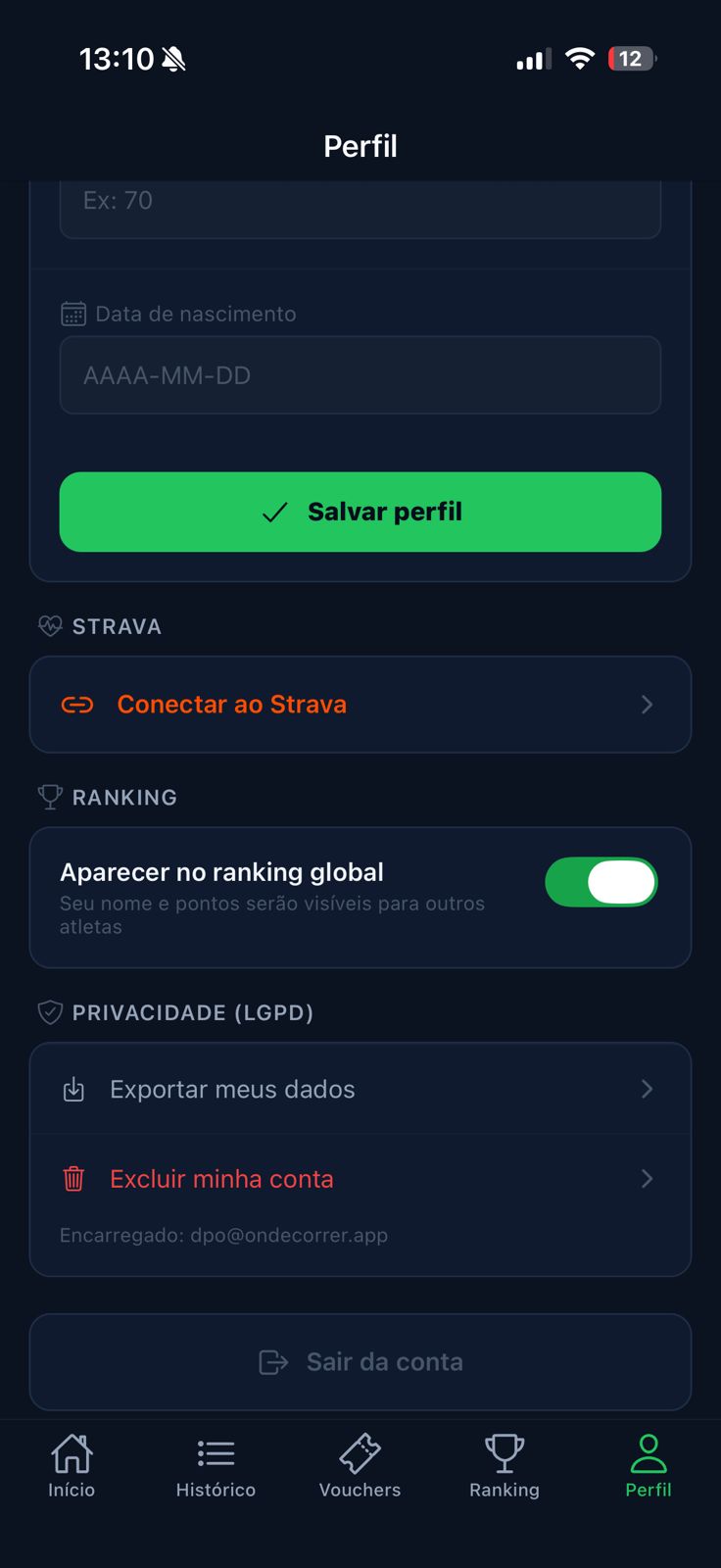 Perfil & Privacidade